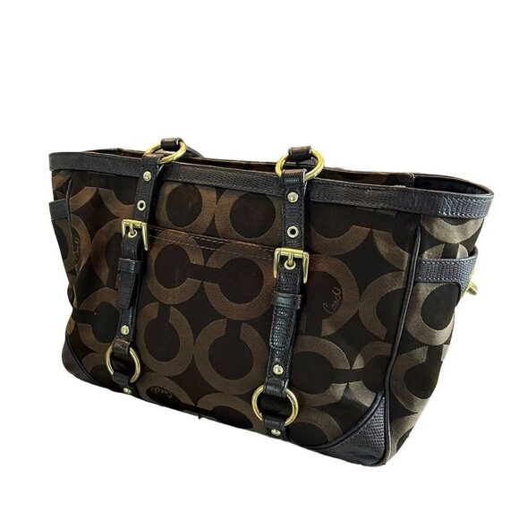Coach Handbags - Coach Op Art Sateen chocolate color handbag